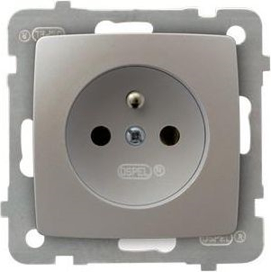 Picture of Ospel Gniazdo Karo pojedyncze z uziemieniem srebrny perowy (GP-1SZ/m/43)