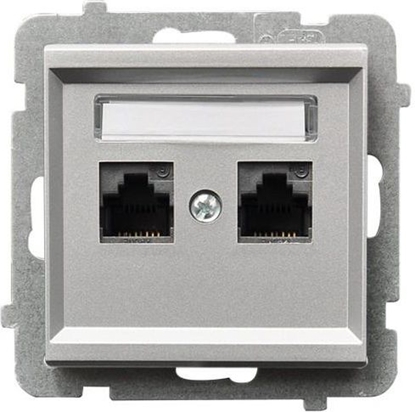 Attēls no Ospel Gniazdo komputerowe Sonata podwójne 2xRJ45 5e srebrny mat (GPK-2R/K/m/38)