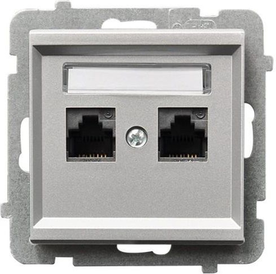 Picture of Ospel Gniazdo komputerowe Sonata podwójne 2xRJ45 5e srebrny mat (GPK-2R/K/m/38)
