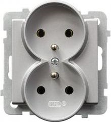 Attēls no Ospel Gniazdo podwójne Sonata mat z/u 16A IP20 srebro (GP-2RRZ/m/38)