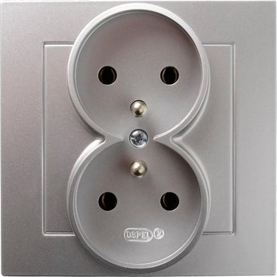 Picture of Ospel Gniazdo Podwójne Z/U KPL Srebrne AS OSPEL