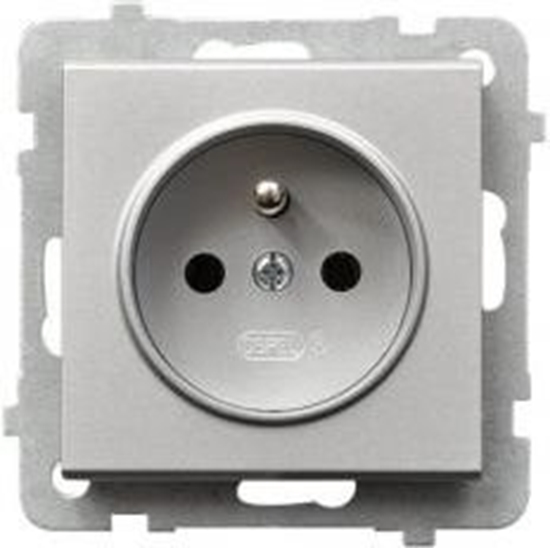 Picture of Ospel Gniazdo pojedyncze Sonata srebro mat z/u 16A IP20 z przesonami (GP-1RZP/m/38)