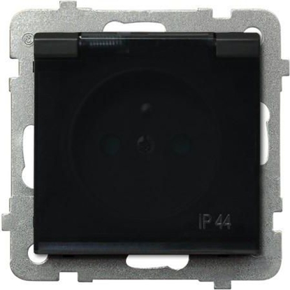 Attēls no Ospel Gniazdo Sonata bryzgoszczelne z uziemieniem przesonami klapka dymna czarny metalik (GPH-1RZP/m/33/d)