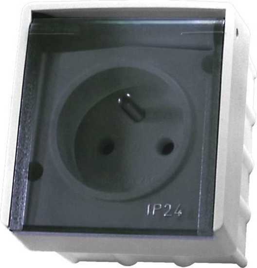 Picture of Ospel LAMBDA Gniazdo hermetyczne pojedyncze z/u IP44 klapka dymna biae (GNH-1LZd)