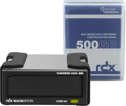 Picture of Overland-Tandberg RDX external drive kit with 500GB cartridge, black, USB3+