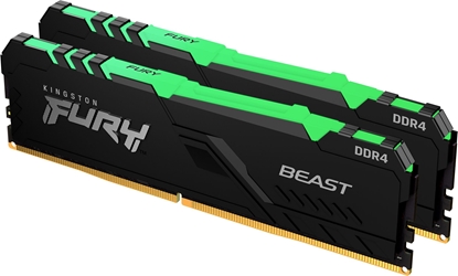 Изображение Pamięć Kingston Fury Beast RGB, DDR4, 16 GB, 3200MHz, CL16 (KF432C16BBAK2/16)