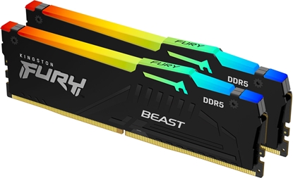 Изображение Pamięć Kingston Fury Beast RGB, DDR5, 16 GB, 5200MHz, CL40 (KF552C40BBAK2-16)