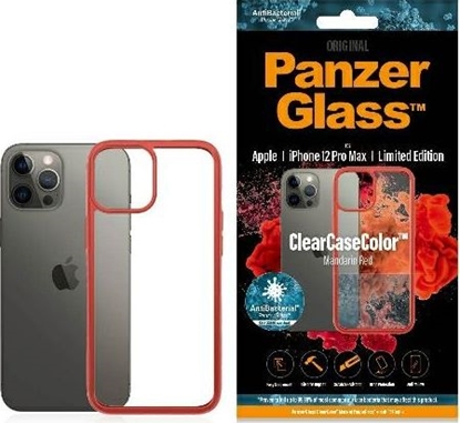 Attēls no PanzerGlass Etui ClearCase do iPhone 12 Pro Max Mandarin Red Antibacterial