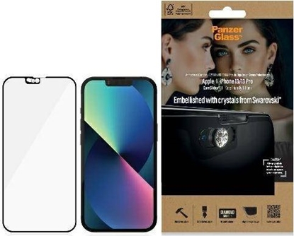 Attēls no PanzerGlass E2E Microfracture iPhone 13 /13 Pro 6,1" CamSlider Swarovsky Case Friendly AntiBacterial czarny/black 2751