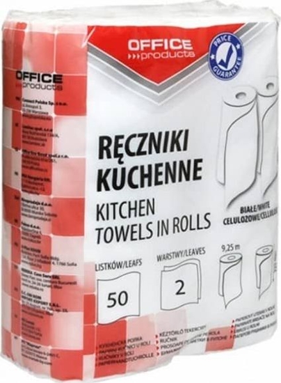Изображение PBS Connect Rczniki kuchenne celulozowe OFFICE PRODUCTS, 2-warstwowe, 50 listków, 9,25m, 2szt., biae 22047139-14
