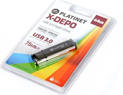 Attēls no Platinet USB Flash Drive/Pen Drive 64GB, USB 3.0 (aka USB 3.1 Gen1), Black, USB version (most popular type), Blister