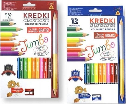 Изображение Penword Kredki oówkowe PENWORD Jumbo high quality trójktne z temperówk 12+2kolory gratis Penword