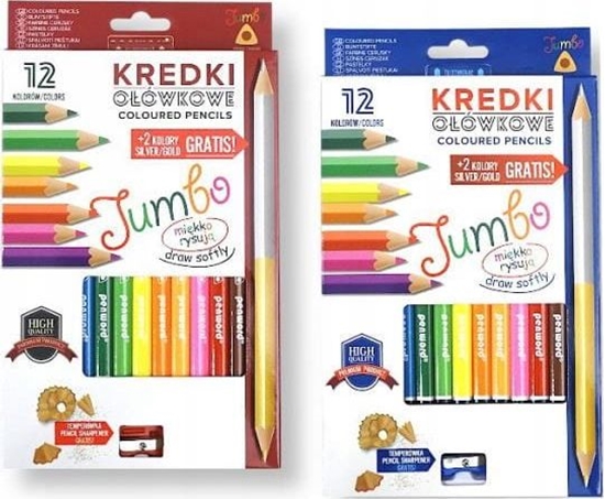 Изображение Penword Kredki oówkowe PENWORD Jumbo high quality trójktne z temperówk 12+2kolory gratis Penword