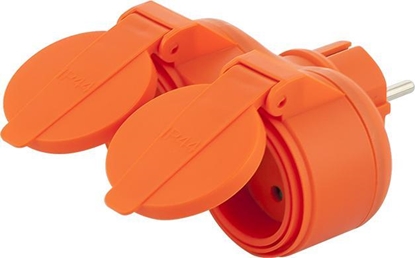 Attēls no Plastrol Rozgaenik wtyczkowy 2-gniazda z/u IP44 pomaraczowy R-270P