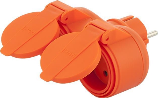 Picture of Plastrol Rozgaenik wtyczkowy 2-gniazda z/u IP44 pomaraczowy R-270P