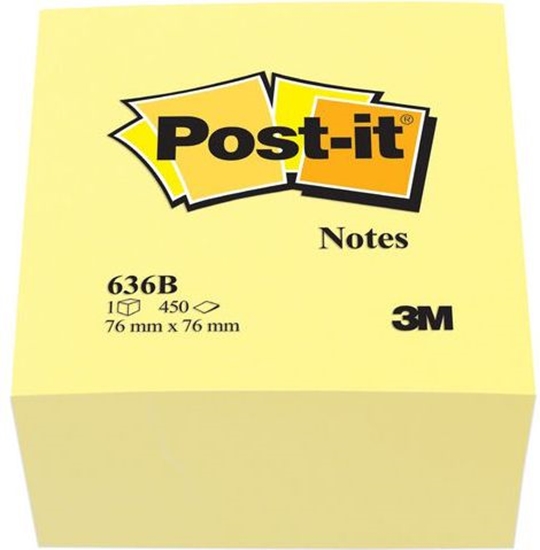 Picture of Post-it Bloczki samoprzylepne klasyczne 636B, kostka 76x76mm, 450 kartek, óty (3M0311)