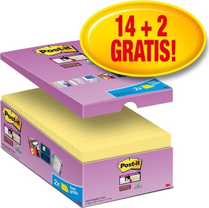 Picture of Post-it Karteczki samoprzylepne Post-it Super Sticky (655-P16SSCY-EU), 127x76mm 16x90 kart., óte, 2 Karteczki GRATIS