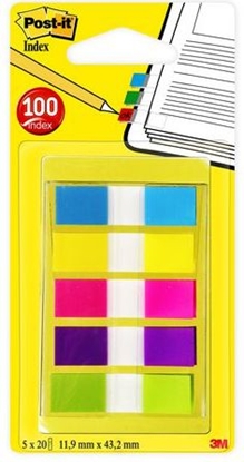 Изображение Post-it Zakadki indeksujce 683-5CB 12x43mm, mix: niebieski + óty + óowy + fioletowy + zielony (3M0103)