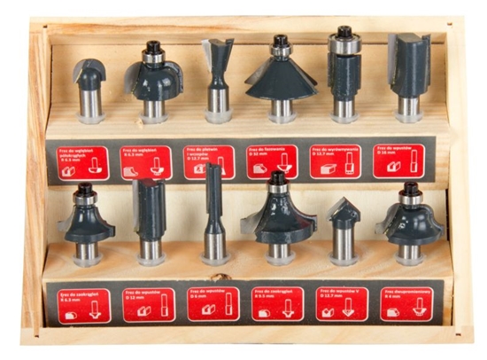 Picture of Pro-Line Zestaw frezów do drewna 8mm 12szt. (93122)