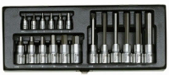 Picture of Proxxon Zestaw nasadek trzpieniowych imbusowych hex 1/4" 1/2" H2-H14 krótkie i dugie 18szt. (PR23100)