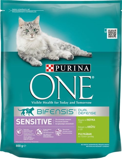 Picture of Purina One sensitive Karma dla kotów bogata w indyka i ry 800g