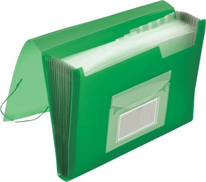 Attēls no Q-Connect Teczka harm. z gumk, PP, A4, 12-przegr., transparentna zielona