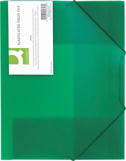 Picture of Q-Connect Teczka z gumk Q-CONNECT, PP, A4, 400mikr., 3-skrz., transparentna zielona - 5705831023130