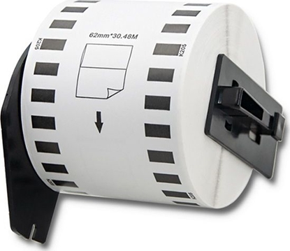 Attēls no Qoltec Tama Qoltec do BROTHER DK-22205 | 62mm x 30,48m | Biaa/ Czarny nadruk | Rolka z uchwytem