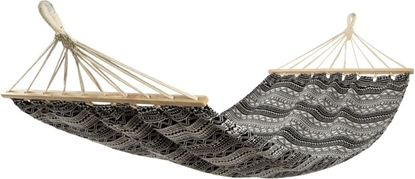 Attēls no Royokamp  Hamak Ogrodowy 2 osobowy etno czarno-biay 200x150 cm