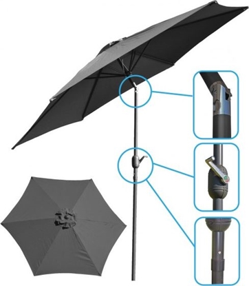 Attēls no Saska Garden Parasol Ogrodowy Skadany Szary 300 cm
