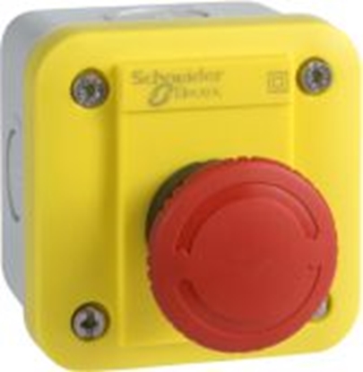 Picture of Schneider Electric Kaseta z przyciskiem bezpieczeństwa przez obrót 1R żółta IP65 (XALEK1701)