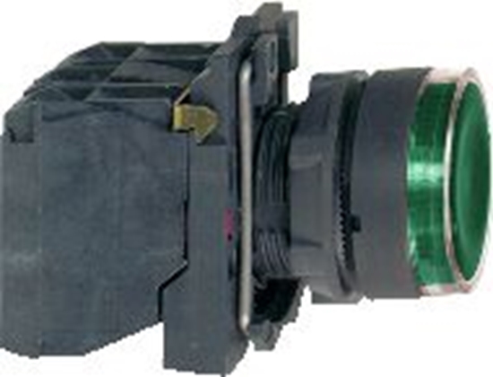 Изображение Schneider Electric Przycisk sterowniczy 22mm zielony 1Z 1R z samopowrotem z podświetleniem (XB5AW33B5)