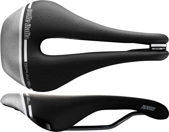 Изображение Selle Italia Siodo SELLE ITALIA NOVUS BOOST GRAVEL TECH SUPERFLOW S (id match - S3) TI 316 Tube 7, fibra-tek, 255g czarno-szary (NEW)
