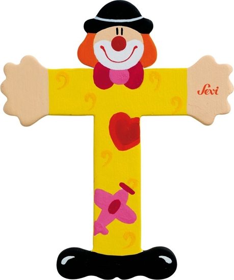 Picture of Sevi Drewniana literka T, Klaun (81756)