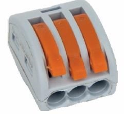 Attēls no Simet Uniwersalna zczka do przewodów jedno- i wielodrutowych, 3-torowa 2,5mm2 24A szara (ZU-403) (85123000)