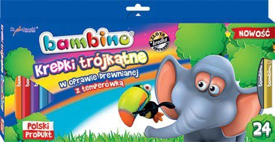 Picture of St. Majewski Kredki BAMBINO trójktne 24kol.w drewnie+temp