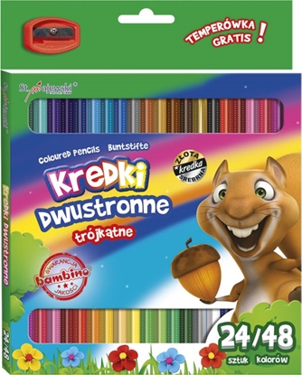 Attēls no St. Majewski Kredki Szkolne Trójktne Dwustronne 48 Kolorów+Temperówka