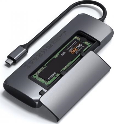 Attēls no Stacja/replikator Satechi USB-C Hybrid Multiport Adapter with SSD Enclosure Space Gray | MacBook M1