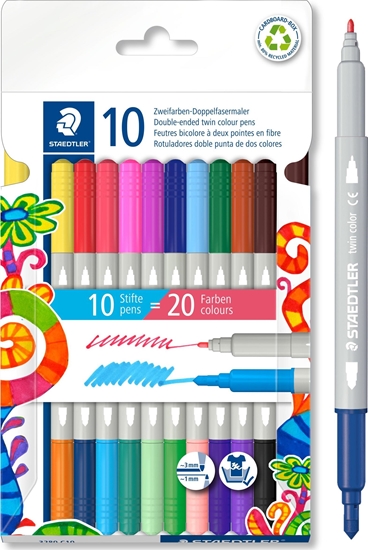 Picture of Staedtler Flamastry dwustronne 10 szt 20 kolorów Staedtler