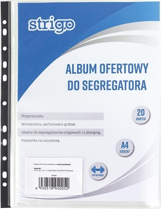 Attēls no Strigo Album ofertowy PP A4 20 koszulek z perforacj SF024 STRIGO