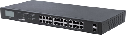 Attēls no Intellinet 24-Port Gigabit Ethernet PoE+ Switch with 2 SFP Ports, LCD Display, IEEE 802.3at/af Power over Ethernet (PoE+/PoE) Compliant, 370 W, Endspan, 19" Rackmount