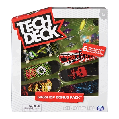 Attēls no Tech Deck , Sk8shop Fingerboard Bonus Pack, Collectible and Customizable Mini Skateboards (Styles May Vary)