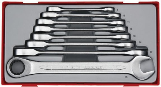 Изображение Teng Tools Zestaw kluczy pasko-oczkowych z grzechotk 8 - 19mm 8szt. (166720102)