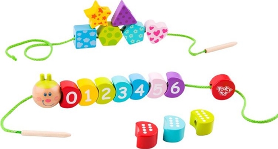 Picture of Tooky Toy TOOKY TOY Drewniana Sznurowana Gsienica Do Nawlekania Zrcznociowa