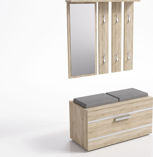 Изображение TopEshop GARDEROBA OPAL II WIESZAK LUSTRO SZAFKA NA BUTY / SONOMA