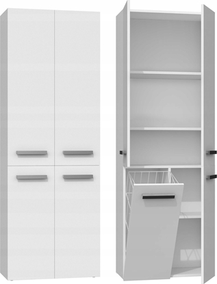 Picture of Topeshop Szafka do azienki, rega, kosz na pranie, nel, 60x30x174 cm, biel