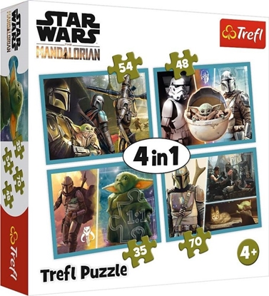 Изображение Trefl Puzzle 4w1 Mandalorian i jego wiat Star Wars
