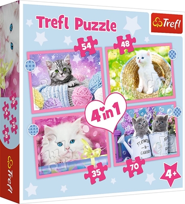 Изображение Trefl PUZZLE 4W1 TREFL ZABAWNE KOTKI PUD
