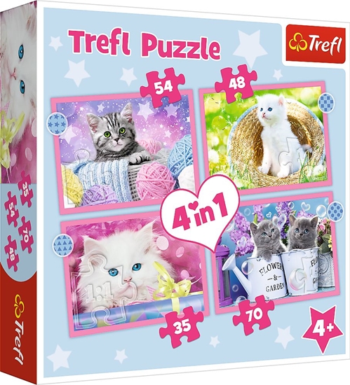 Изображение Trefl PUZZLE 4W1 TREFL ZABAWNE KOTKI PUD