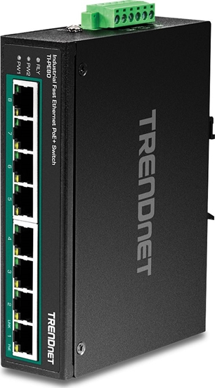 Изображение Trendnet Industrie Switch 8 Port Fast Eth. PoE+ L2 DIN-Rail